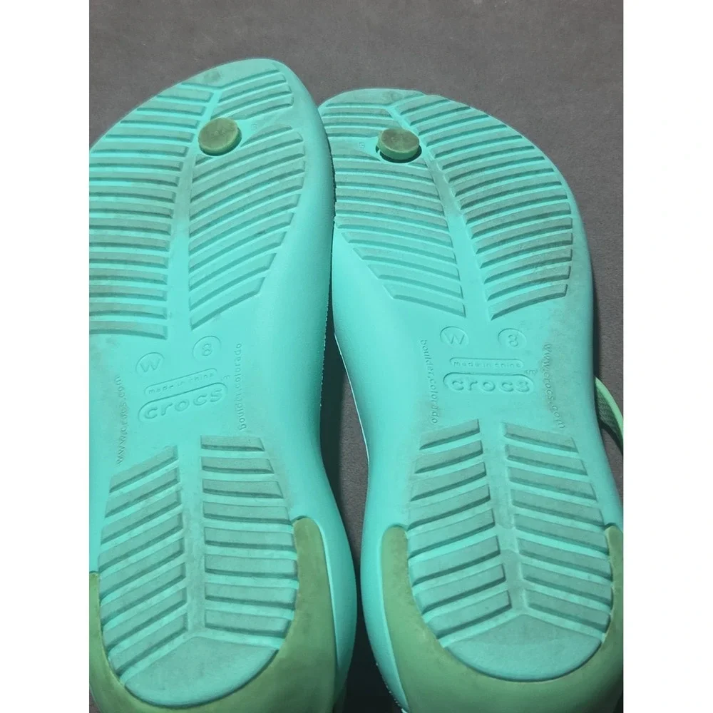 Crocs Serena Sexi Flip Women's 8 Aqua Marine T-Strap Slingback Thong Sandals